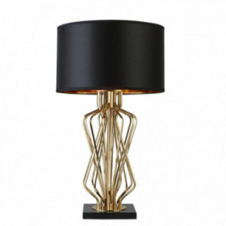 Lampe de table Ethan - Métal doré, marbre noir et tissu noir