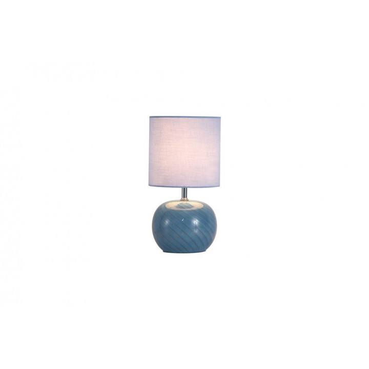 Lampe de table Fete 1Lt, verre bleu avec abat-jour en lin