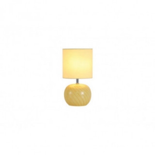 Lampe de table Fete 1Lt, verre jaune avec abat-jour en lin