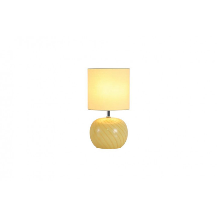 Lampe de table Fete 1Lt, verre jaune avec abat-jour en lin