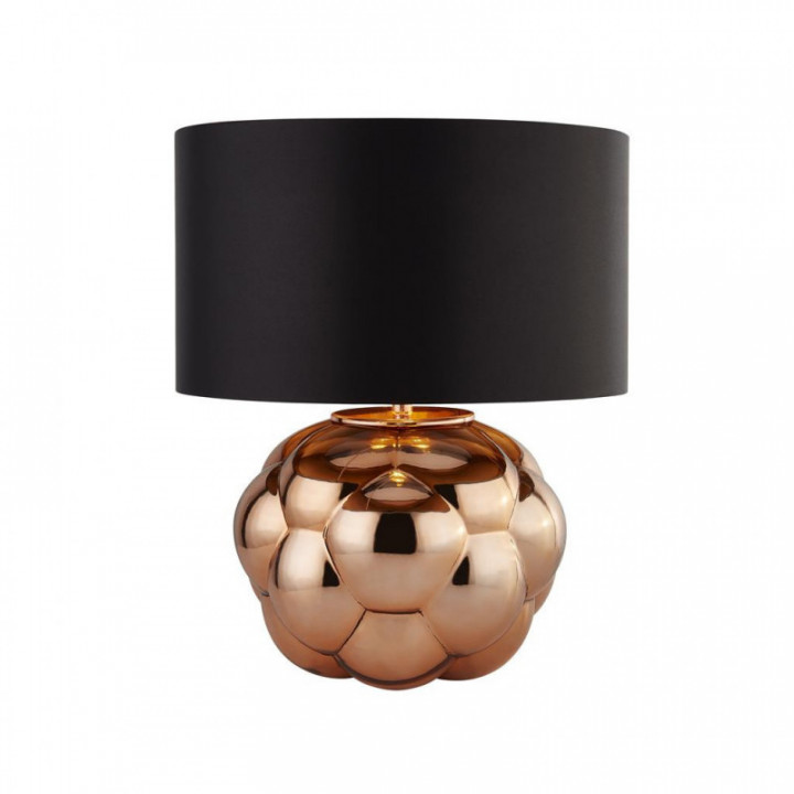 Lampe de table Fizz - Verre cuivré et fausse soie noire