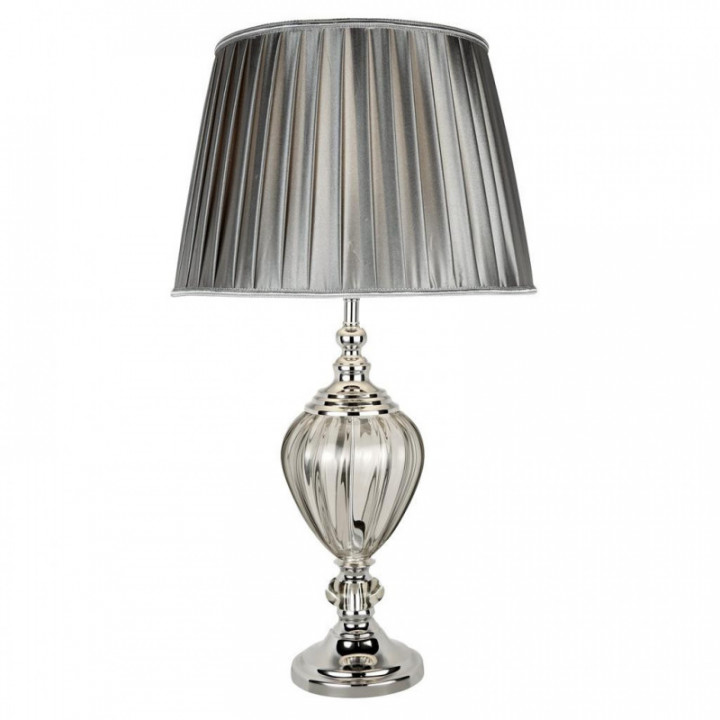 Lampe de table Greyson - Abat-jour chromé, verre fumé et éta