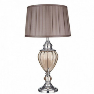 Lampe de table Greyson - Chrome, verre ambré et abat-jour br