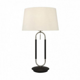 Lampe de table jazz - Noir, satin argenté et velours blanc