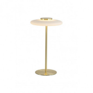 Lampe de table LED à disques, métal doré avec verre blanc