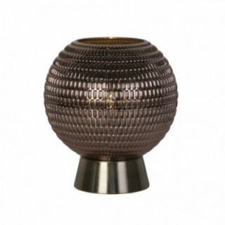 Lampe de table Mila - Métal en laiton ancien et verre brun