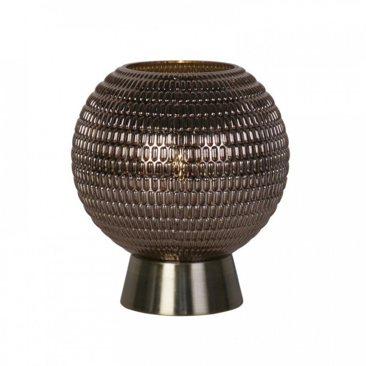 Lampe de table Mila - Métal en laiton ancien et verre brun