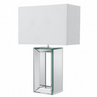Lampe de table miroir - Base miroir & abat-jour blanc en soi