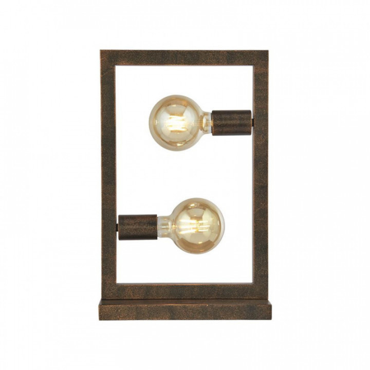 Lampe de table oblongue 2Lt - Métal brun rustique