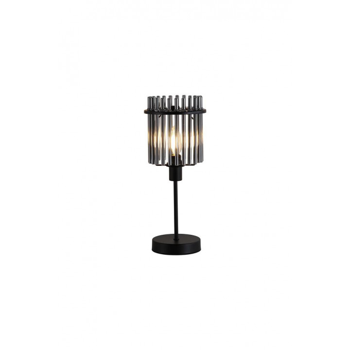 Lampe de table Swizzle 1Lt, Black Metal Matt avec tiges fumé