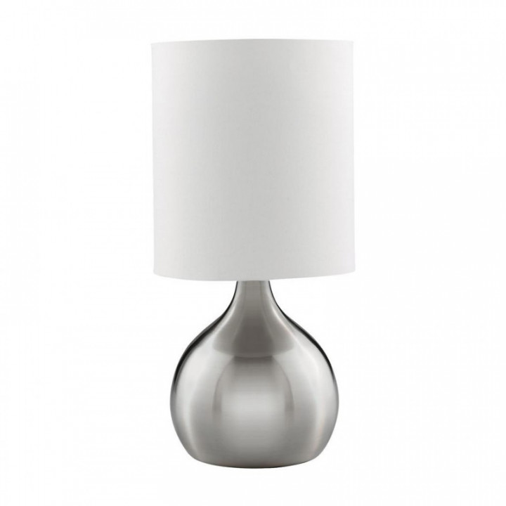 Lampe de table tactile - abat-jour en tissu en satin argenté
