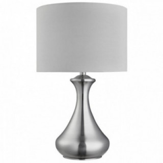 Lampe de table tactile - abat-jour en tissu en satin argenté