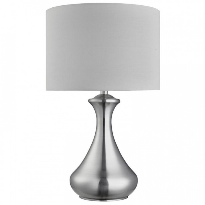 Lampe de table tactile - abat-jour en tissu en satin argenté