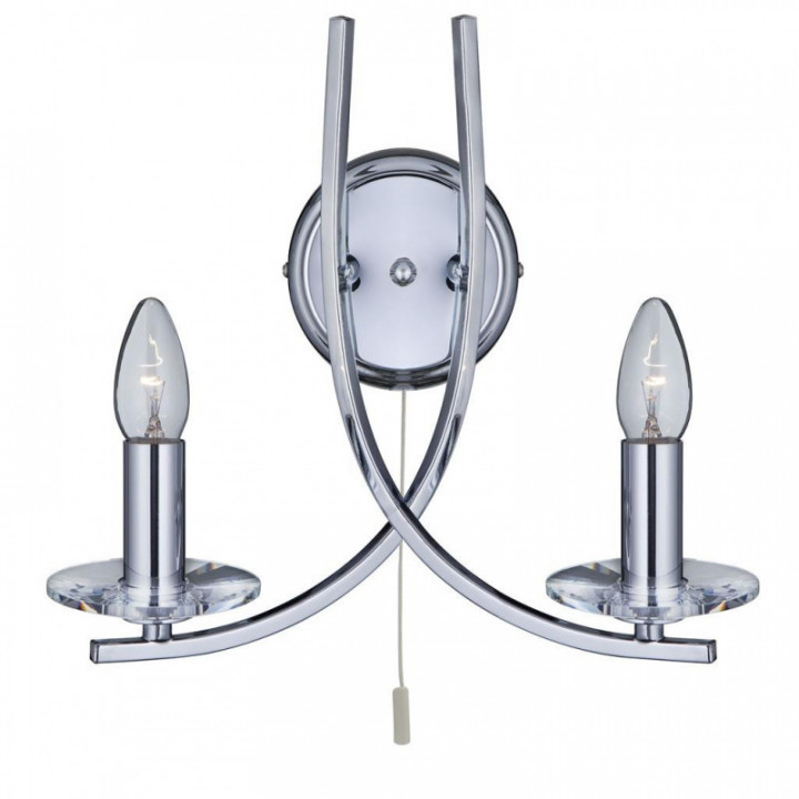 Lampe murale Ascona 2Lt - Métal chromé & verre