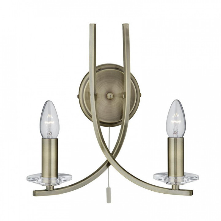 Lampe murale Ascona 2Lt - Métal et verre en laiton ancien