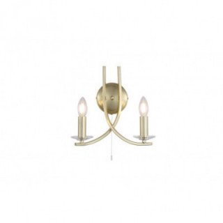 Lampe murale Ascona 2Lt, laiton satiné métal et verre