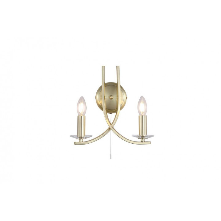 Lampe murale Ascona 2Lt, laiton satiné métal et verre