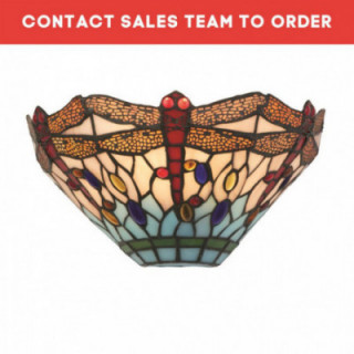 Lampe murale Dragonfly - Métal en laiton ancien et vitraux