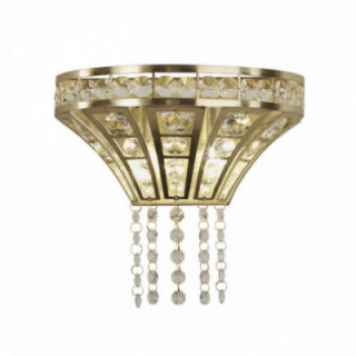 Lampe murale Gemma 2Lt - Laiton satiné et cristal transparen