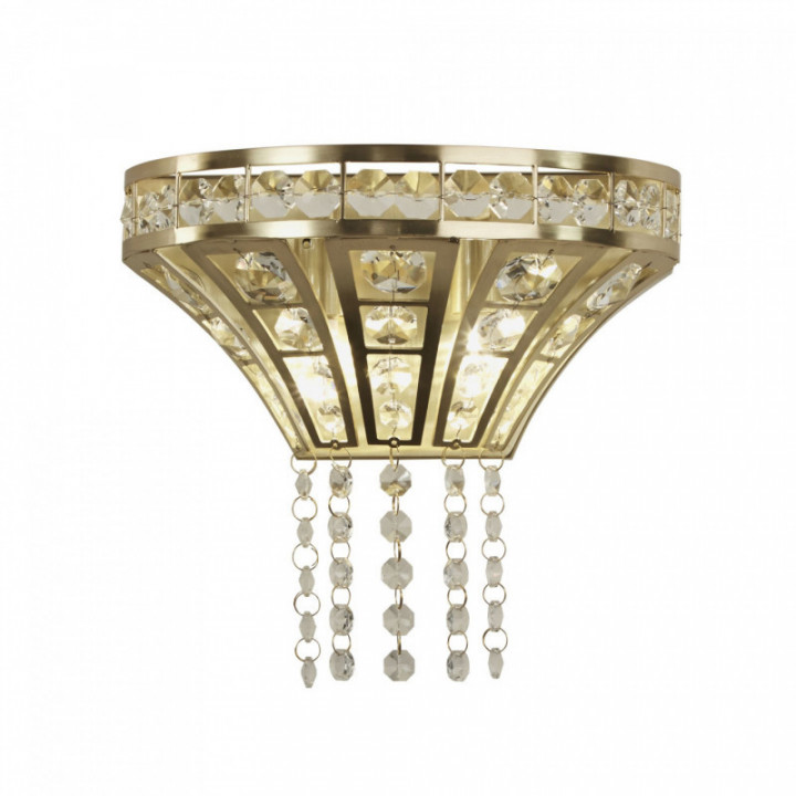 Lampe murale Gemma 2Lt - Laiton satiné et cristal transparen