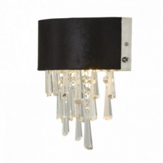 Lampe murale Glamour 2Lt - Velours noir & cristal transparen