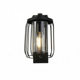 Lampe murale Reed 1Lt avec PIR, Black Metal et abat-jour PC