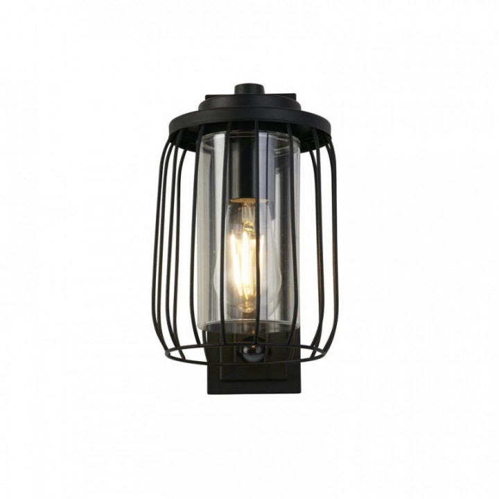 Lampe murale Reed 1Lt avec PIR, Black Metal et abat-jour PC