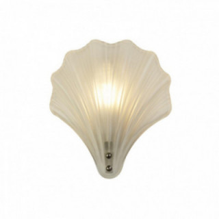 Lampe murale Shell 1Lt, satin argenté en métal et verre givr