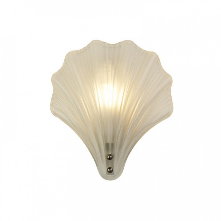 Lampe murale Shell 1Lt, satin argenté en métal et verre givr