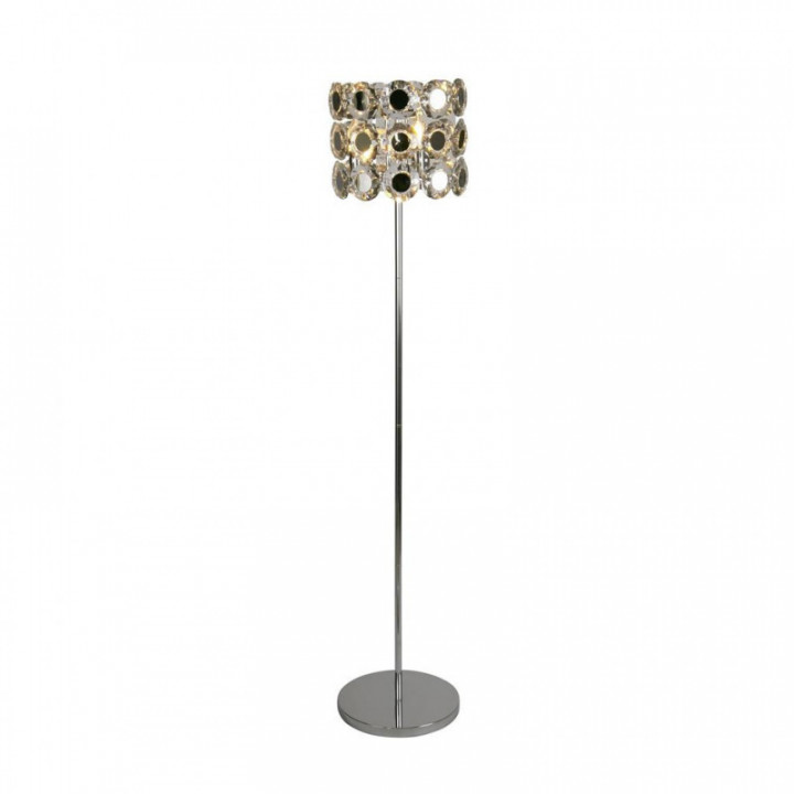 Lampe sur pied 3Lt Chrome Métal & Cristal Transparent