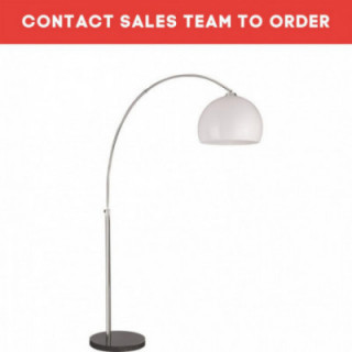 Lampe sur pied Arcs - Chrome, base en marbre noir et abat-jo