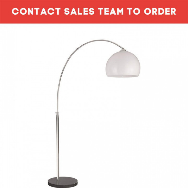 Lampe sur pied Arcs - Chrome, base en marbre noir et abat-jo