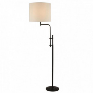 Lampe sur pied de Munich - Teinte en métal noir mat et lin n
