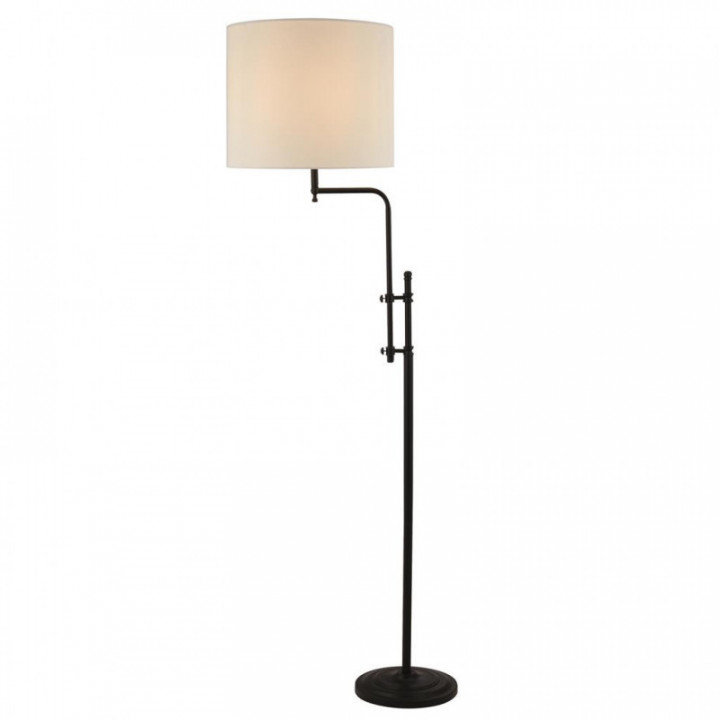 Lampe sur pied de Munich - Teinte en métal noir mat et lin n