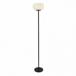 Lampe sur pied Lumina - Métal noir et verre nervuré à opale