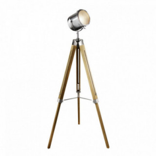 Lampe sur pied Lux & Belle Bois naturel & Chrome
