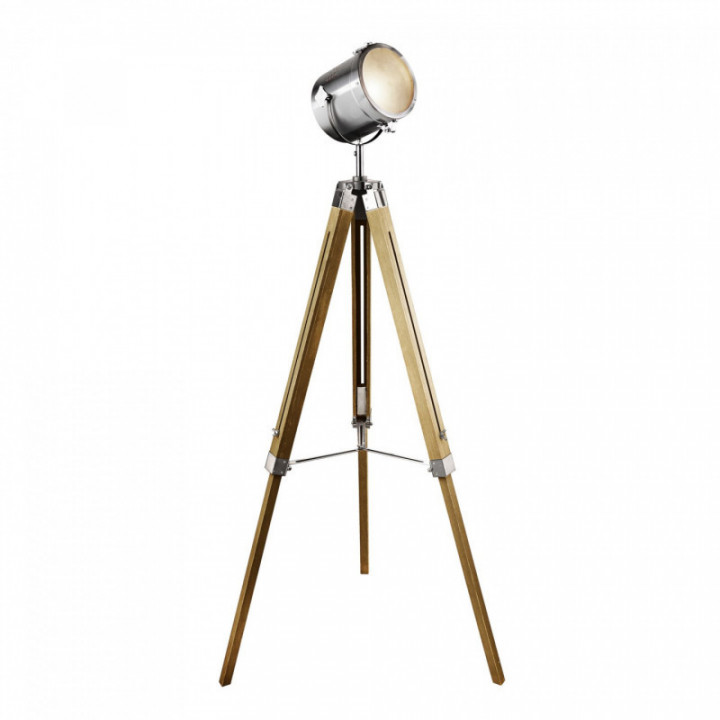 Lampe sur pied Lux & Belle Bois naturel & Chrome