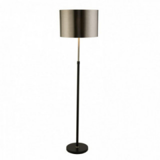 Lampe sur pied Rachel - Noir métal, argent satin et abat-jou
