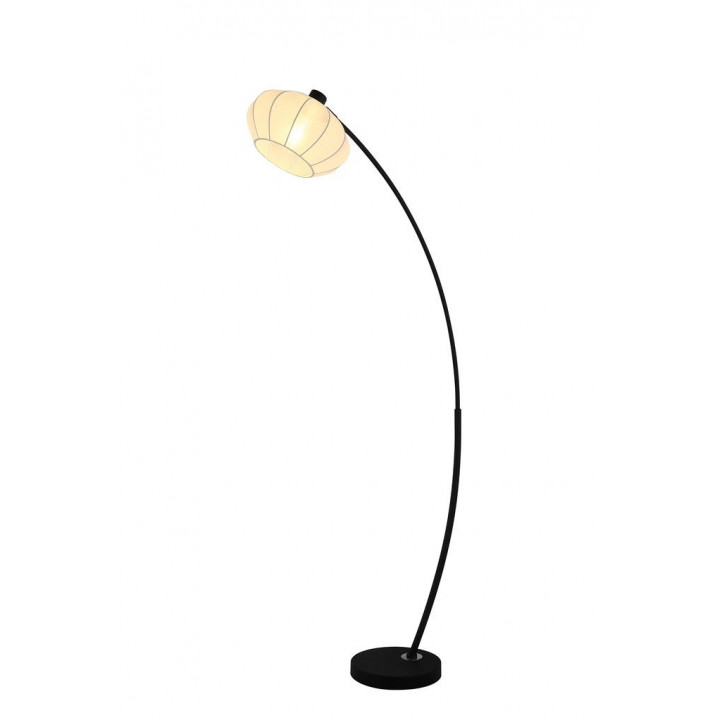 Lampe sur pied radiante 1L, métal noir avec abat-jour en tis