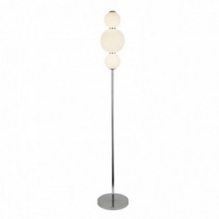 Lampe sur pied Snowball 3Lt - Métal chromé et verre opale