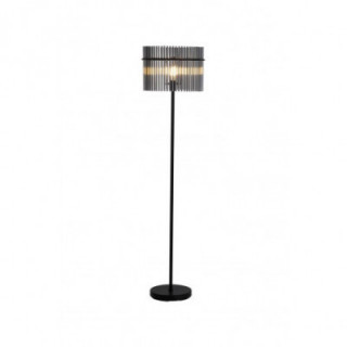 Lampe sur pied Swizzle 1Lt, Black Metal Matt avec tiges fumé