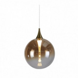 Lampe suspendue LED Alchemy, métal noir et verre ambré