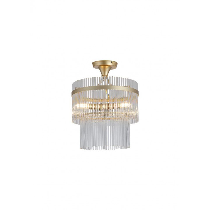Lara 3Lt Semi Flush - Métal oré, tiges en verre transparent