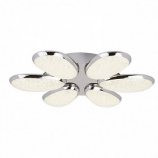 Lori LED 6Lt flush - Abat-jour effet Chrome & Glace concassé