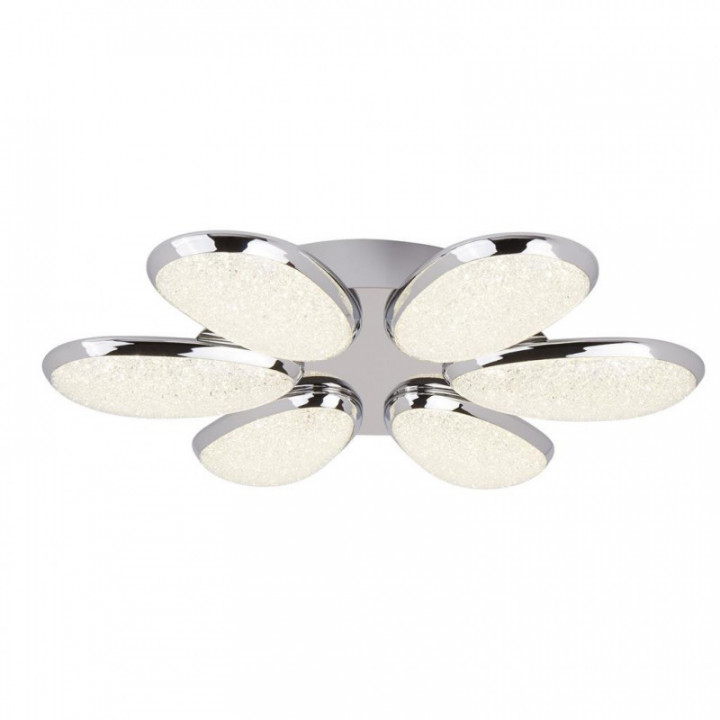 Lori LED 6Lt flush - Abat-jour effet Chrome & Glace concassé