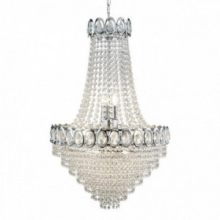 Louis Phillipe 11Lt Chandelier - Métal chromé & cristal