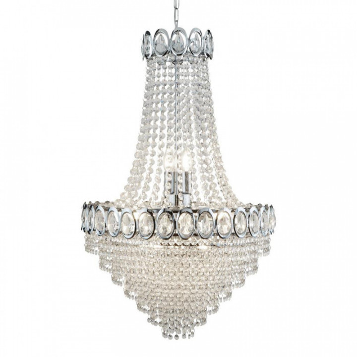Louis Phillipe 11Lt Chandelier - Métal chromé & cristal