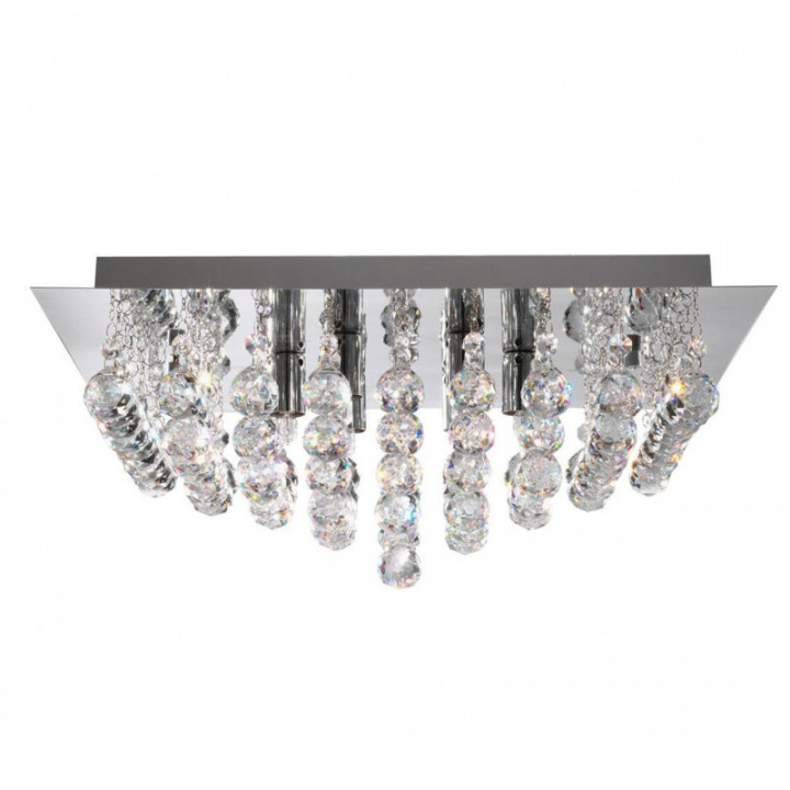 Lumière de plafond encastrée Hanna 6Lt - Chrome & Cristal tr