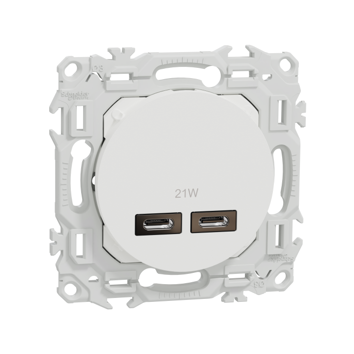 Odace double chargeur USB-C 21W blanc