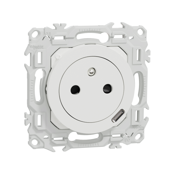 Odace 2P/T affleurante USB-C 18W blanc